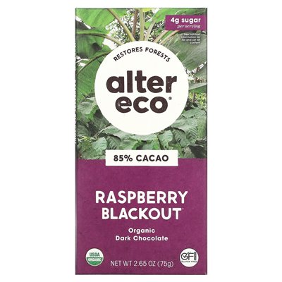Alter Eco, Bio-Zartbitterschokoladenriegel, Raspberry Blackout, 85 % Kakao, 2,65 oz (75 g)