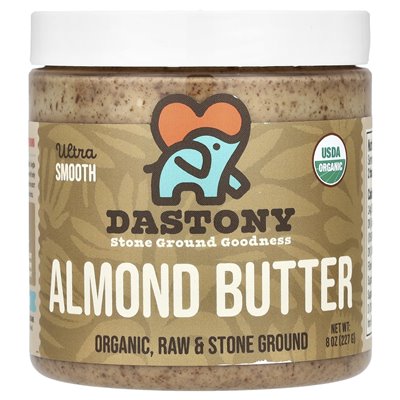 Dastony, organiczne masło migdałowe, ultra gładkie, 8 uncji (227 g)