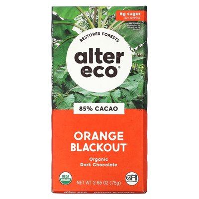 Alter Eco, Organic Dark Chocolate, Orange Darkening, 85% Cocoa, 2.65 oz (75 g)