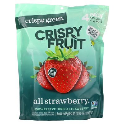 Crispy Green Crunchy Fruit, nur Erdbeeren, 4 Packungen, 0,42 oz (12 g)