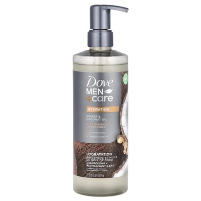 Dove, Men + Care, szampon 2 w 1, odżywka, imbir i olej kokosowy, 17,5 fl oz (517 ml)
