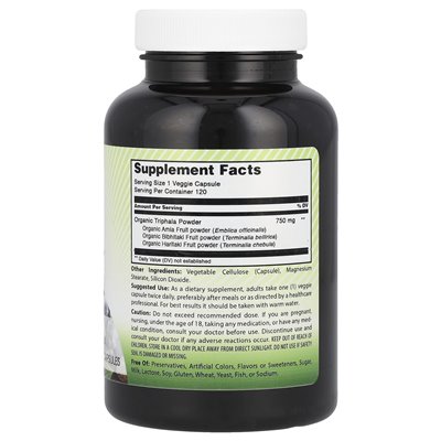 Niesamowite Indie, Triphala, 750 mg, 120 kapsułek wegetariańskich Niesamowite Indie, Triphala, 750 mg, 120 kapsułek wegetariańskich