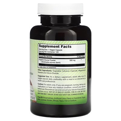 Amazing India, Arjuna, 500mg, 120 Vegetarian Capsules