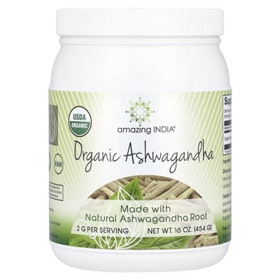 Niesamowite Indie, ekologiczne Ashwagandha, 16 uncji (454 g) Niesamowite Indie, ekologiczne Ashwagandha, 16 uncji (454 g)