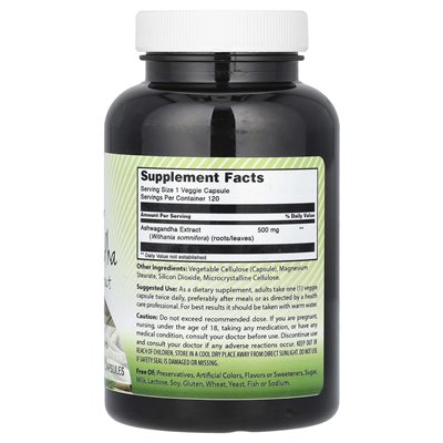 Niesamowite Indie, ekstrakt z Ashwagandha, 500 mg, 120 kapsułek wegetariańskich