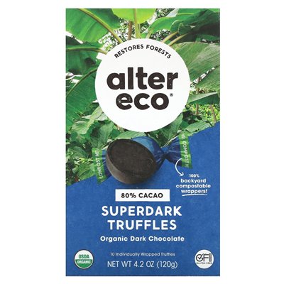 Alter Eco, Bio-Trüffel aus dunkler Schokolade, superdunkel, 80 % Kakao, 10 Trüffel, 4,2 oz (120 g)