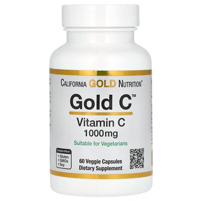 California Gold Nutrition, Gold C, Vitamin C in USP-Qualität, 1000 mg, 60 vegetarische Kapseln