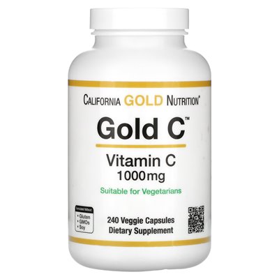 California Gold Nutrition, Gold C, Vitamin C in USP-Qualität, 1000 mg, 240 vegetarische Kapseln