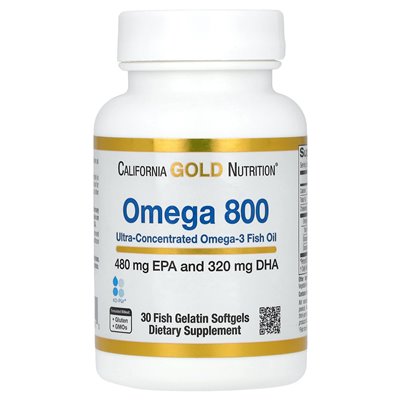 California Gold Nutrition, Omega 800 UltraCon-Concentrated Omega-3 Fish Oil, KD Triglyceride Form, 1000mg, 30 Softgels California Gold Nutrition, Omega 800 UltraCon-Concentrated Omega-3 Fish Oil, KD Triglyceride Form, 1000mg, 30 Softgels