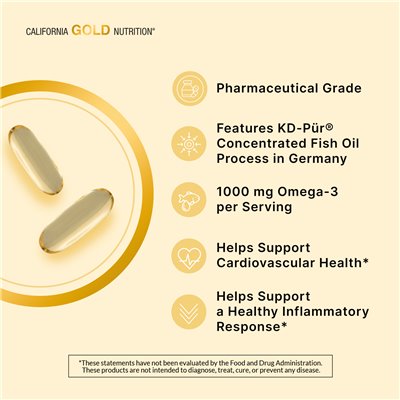 California Gold Nutrition, Omega 800 UltraCon-Concentrated Omega-3 Fish Oil, KD Triglyceride Form, 1000mg, 30 Softgels California Gold Nutrition, Omega 800 UltraCon-Concentrated Omega-3 Fish Oil, KD Triglyceride Form, 1000mg, 30 Softgels