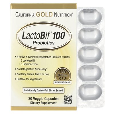 California Gold Nutrition, Lactobif® 100 Probiotika, 100 Milliarden KBE, 30 vegetarische Kapseln