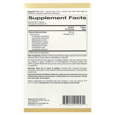California Gold Nutrition, Lactobif® 100 Probiotika, 100 Milliarden KBE, 30 vegetarische Kapseln