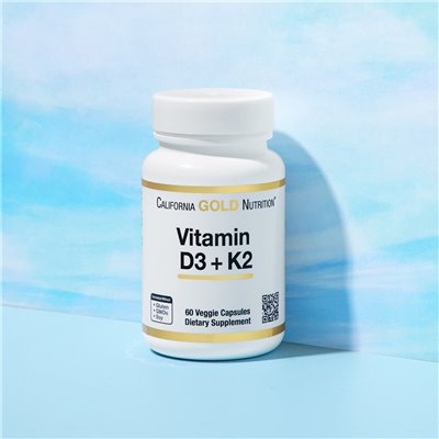 California Gold Nutrition, Vitamin D3 + K2, 60 Vegetarian Capsules