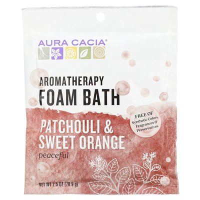 Aura Cacia, kąpiel z pianki aromaterapii, Patchouli i Sweet Orange, 2,5 uncji (70,9 g)