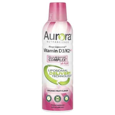 Aurora Nutascicience, Mega-Liposomal ™, witamina D3/K2+ plus witamina C, owoce organiczne, 16 fl oz (480 ml) Aurora Nutascicience, Mega-Liposomal ™, witamina D3/K2+ plus witamina C, owoce organiczne, 16 fl oz (480 ml)