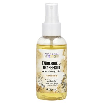 Aura Cacia, Aromaterape Mist, Tangerine &amp Greepfruit, 4 Fl Oz (118 ml)