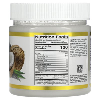 California Gold Nutrition, Superfoods, Cold Tressed Organic Virgin Coconut Oil, 16 Fl Oz (473 ml) California Gold Nutrition, Superfoods, Cold Tressed Organic Virgin Coconut Oil, 16 Fl Oz (473 ml)