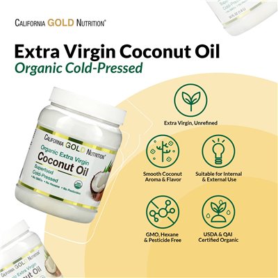 California Gold Nutrition, Superfoods, Cold Tressed Organic Virgin Coconut Oil, 16 Fl Oz (473 ml) California Gold Nutrition, Superfoods, Cold Tressed Organic Virgin Coconut Oil, 16 Fl Oz (473 ml)