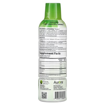 Aurora Nutascicience, Mega-liposomal R-ALA, owoce ekologiczne, 16 Oz (480 ml) Aurora Nutascicience, Mega-liposomal R-ALA, owoce ekologiczne, 16 Oz (480 ml)