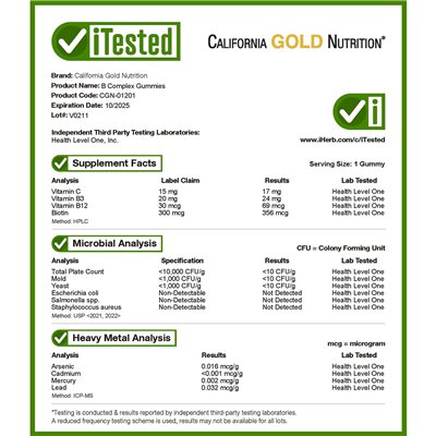California Gold Nutrition, B-Komplex Gummi, Erdbeere, 45 vegetarisch