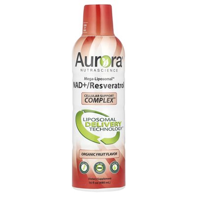 Aurora Nutascicience, Mega-Liposomal ™ NAD+, resweratrol, owoce ekologiczne, 16 fl oz (480 ml)