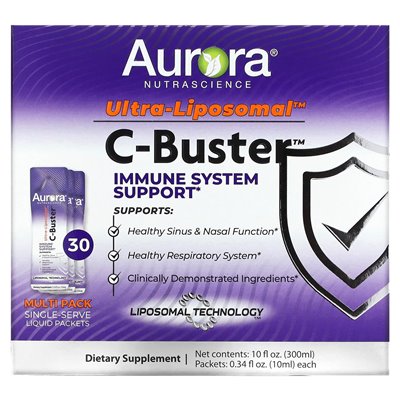 Aurora Nutascicience, ultra-liposomal, c-buster, 30 pakietów, 0,34 fl oz (10 ml)