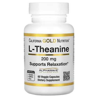 California Gold Nutrition, L-Theanine, with Alphawave, 200mg, 60 Veg Capsules