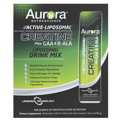 Aurora Nutascicience, Active Liposomal®, Creatine Plus GAA i R-ALA, 30 pakietów, 0,63 uncji (18 g) każdy