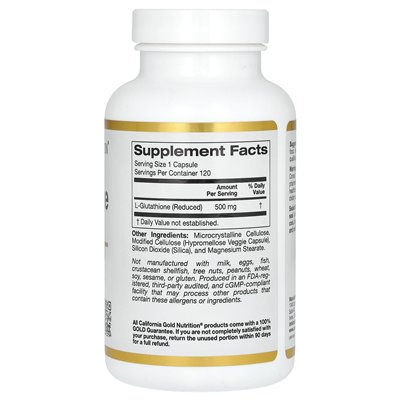 California Gold Nutrition, L-Glutathion (reduziert), 500 mg, 120 vegetarische Kapseln