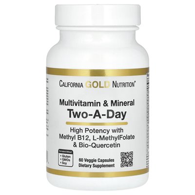 California Gold Nutrition, Multiwitamin i Mineral, Dwa-Day, 60 Veggie Capsules California Gold Nutrition, Multiwitamin i Mineral, Dwa-Day, 60 Veggie Capsules