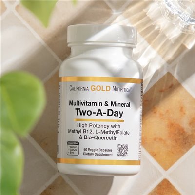 California Gold Nutrition, Multiwitamin i Mineral, Dwa-Day, 60 Veggie Capsules California Gold Nutrition, Multiwitamin i Mineral, Dwa-Day, 60 Veggie Capsules