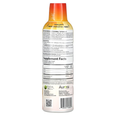 Aurora Nutascicience, mega-liposomalna witamina C, owoce organiczne, 3000 mg, 16 fl oz (480 ml)