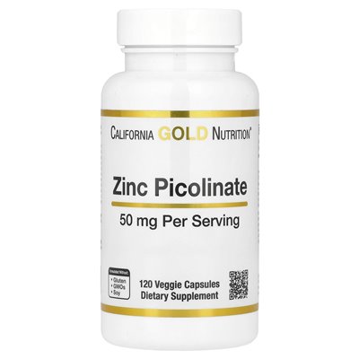 California Gold Nutrition, Zinc Picolinate, 50mg, 120 Vegetarian Capsules