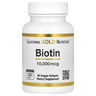 California Gold Nutrition, Biotin, 10,000 mcg, 90 softgels