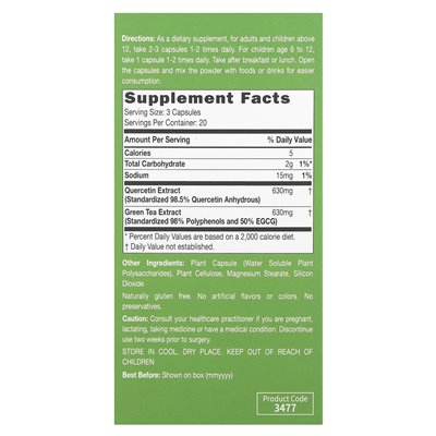 Catalo, Lung Defense Formula with Quercetin and Green Tea Extract, 60 Vegetarian Capsules Catalo, Lung Defense Formula with Quercetin and Green Tea Extract, 60 Vegetarian Capsules