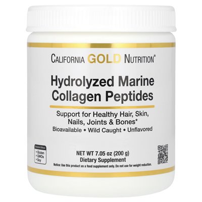 California Gold Nutrition, hydrolizowane peptydy kolagenowe, niezmożone, 7,05 uncji (200 g)
