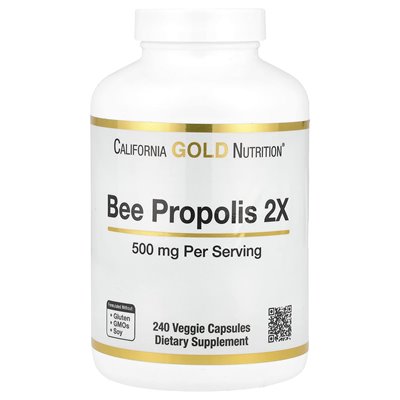 California Gold Nutrition, Bee Propolis 2x, Concentrated Extract, 500mg, 240 Veg Capsules