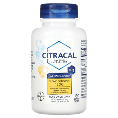Cytracal, suplement wapnia, powolne uwalnianie 1200 + D3, 80 tabletek powlekanych