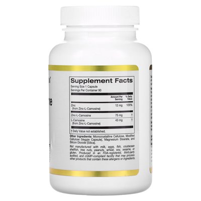 California Gold Nutrition, Zinc-L-Carnosine Complex, 90 Vegetarian Caps