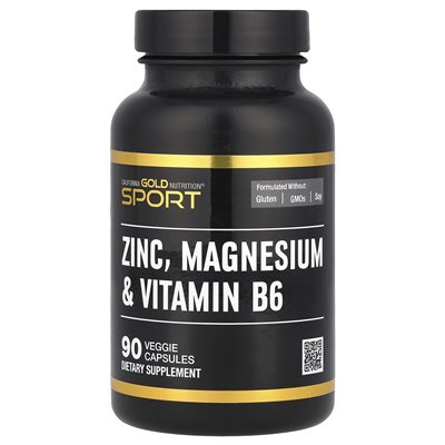 California Gold Nutrition, Sport, Cync, Magnesium i Witamina B6, 90 kapsułek wegetariańskich