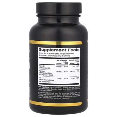 California Gold Nutrition, Sport, Cync, Magnesium i Witamina B6, 90 kapsułek wegetariańskich