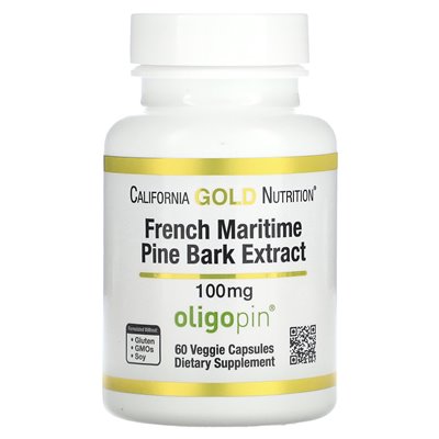 California Gold Nutrition, Rinde der französischen Strandkiefer, Oligopin, 100 mg, 60 vegetarische Kapseln