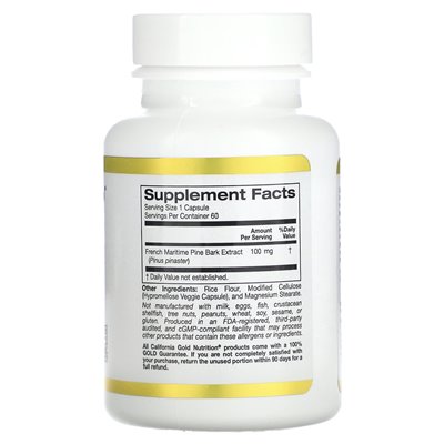 California Gold Nutrition, francuska morska kora sosna, oligopina, 100 mg, 60 kapsułek wegetariańskich California Gold Nutrition, francuska morska kora sosna, oligopina, 100 mg, 60 kapsułek wegetariańskich
