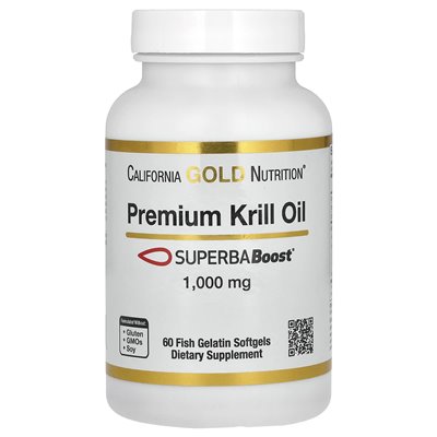 California Gold Nutrition, Premium Krill Oil z Supniaboost, 1000 mg, 60 miękkich żelatyny rybnej