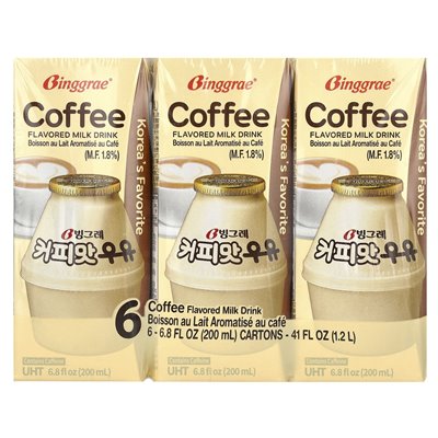 Binggrae, aromatisches Milchgetränk, Kaffee, 6 Kartons, 6,8 fl oz (200 ml)
