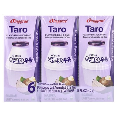 Binggrae, aromatisiertes Milchgetränk, Taro, 6 Kartons, 6,8 fl oz (200 ml)