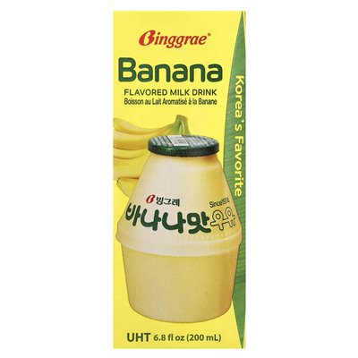 Binggrae, aromatyczne napój mleczny, banan, 6 kartonów, 6,8 fl oz (200 ml)