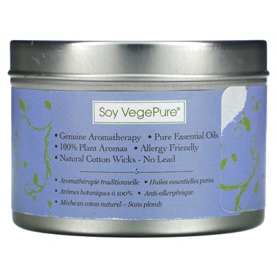 Aroma Naturals, Soy Vegepure, Travel Tin Candle, Spokój, Lavender, 2,8 uncji (79,38 g)