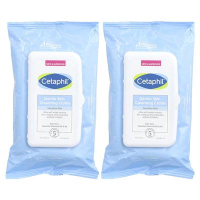 Cetaphil, delikatne ściereczki do czyszczenia skóry, bezzapachowe, 2 paczki, 25 wstępnie uruchomionych materiałów Cetaphil, delikatne ściereczki do czyszczenia skóry, bezzapachowe, 2 paczki, 25 wstępnie uruchomionych materiałów