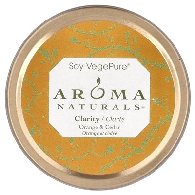 Aroma Naturals, Soy Vegepure®, Travel Tin Candle, Clarity, Orange &amp Cedar, 2,8 uncji (79,38 g)